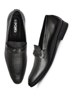 Men's Black Textured Loafer Formal Shoes