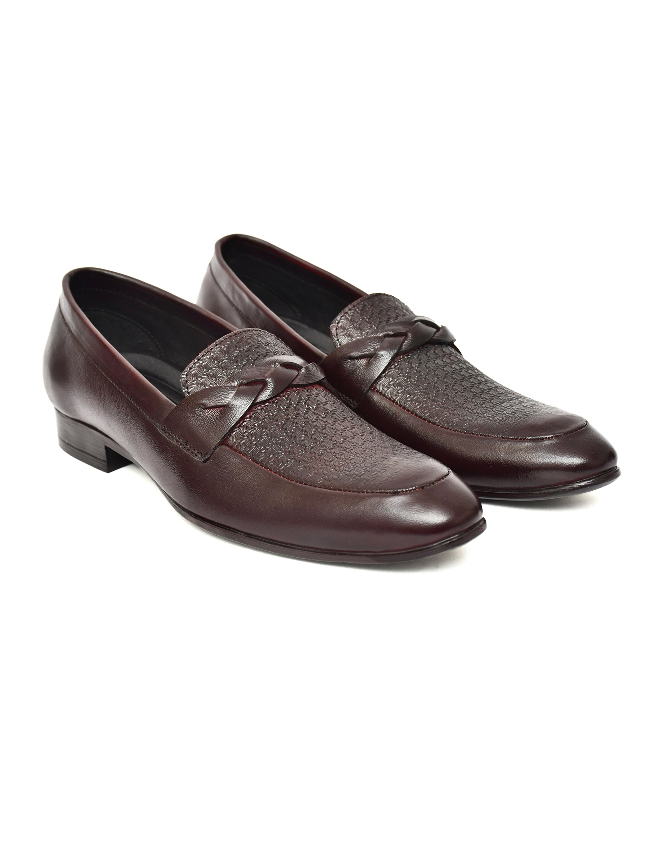 Men's Brown Textured Loafer Formal Shoes