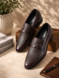 Men's Brown Textured Loafer Formal Shoes