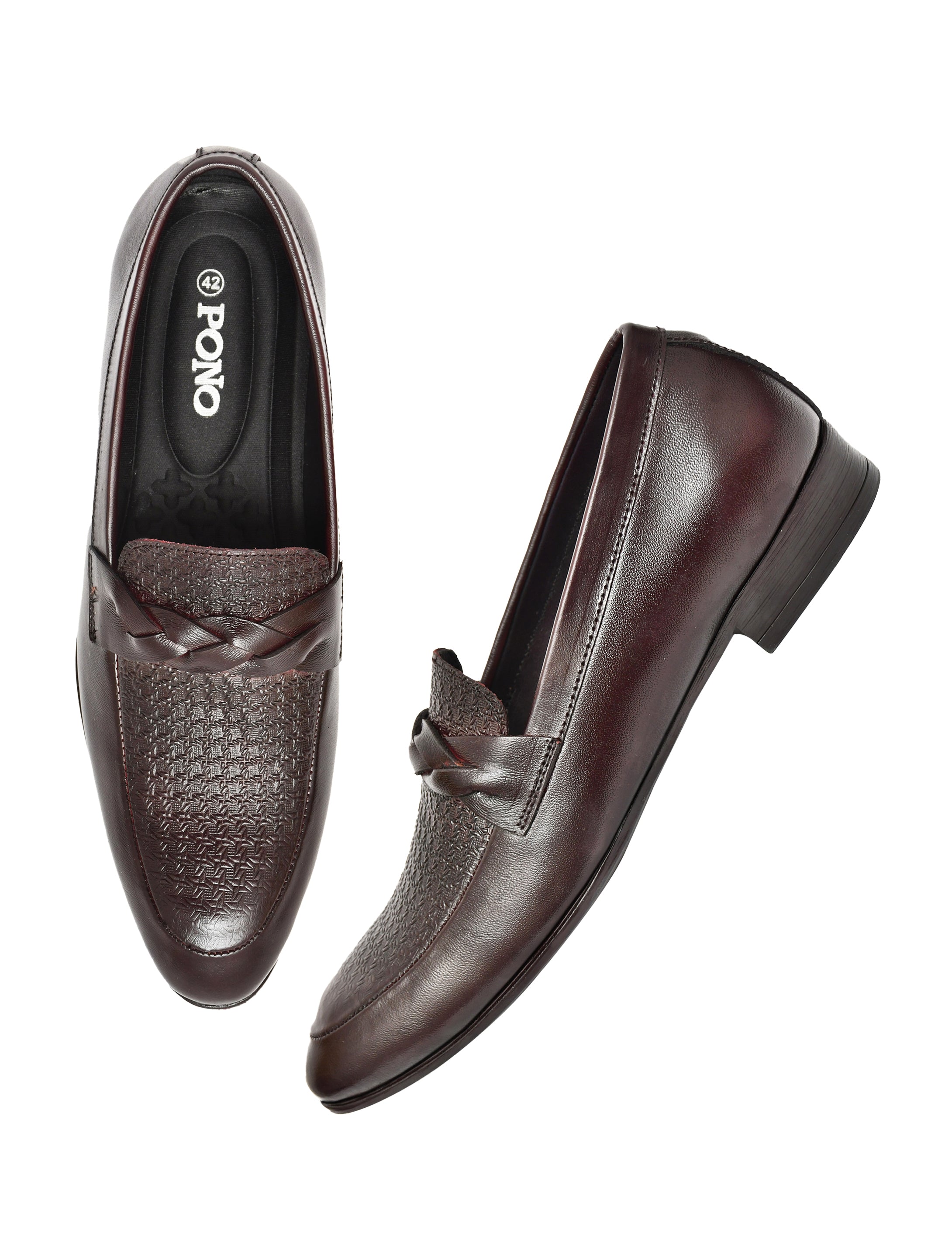 Men's Brown Textured Loafer Formal Shoes