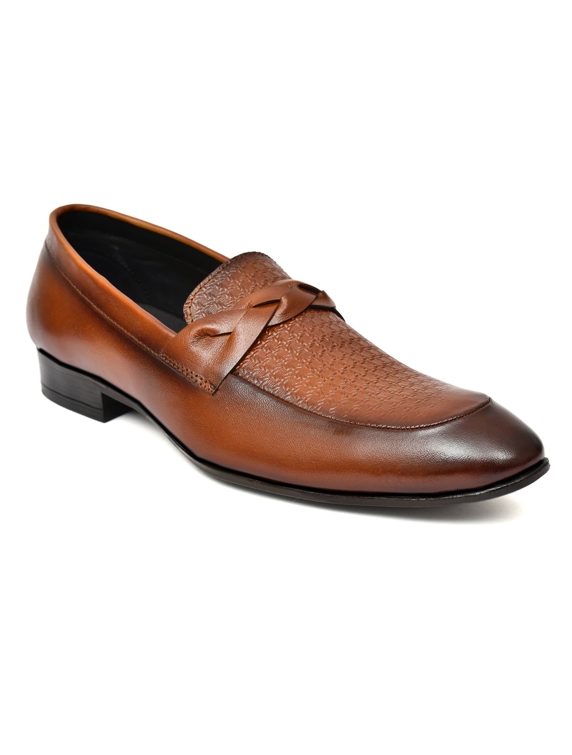 Men's Tan Textured Loafer Formal Shoes