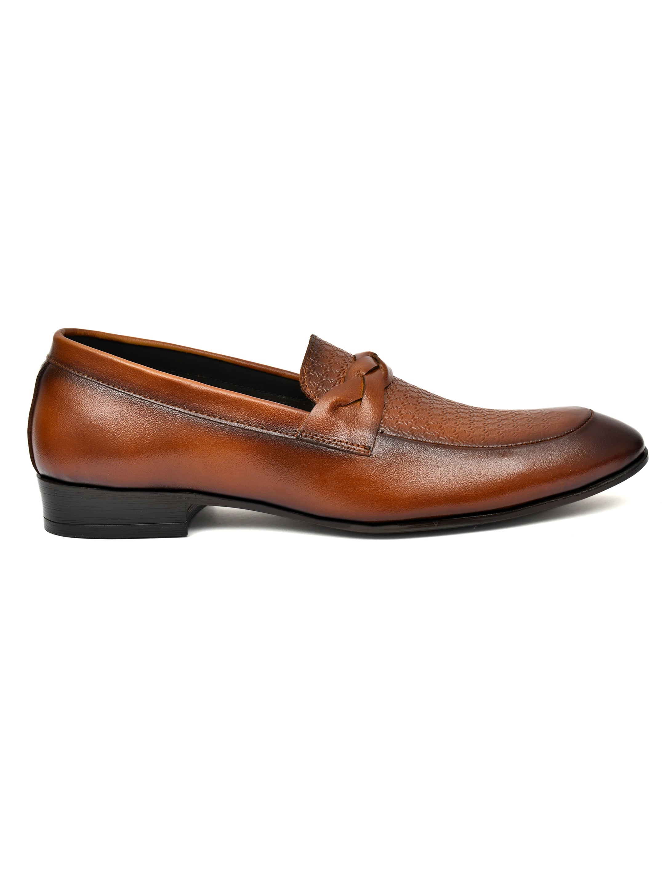 Men's Tan Textured Loafer Formal Shoes