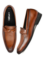 Men's Tan Textured Loafer Formal Shoes