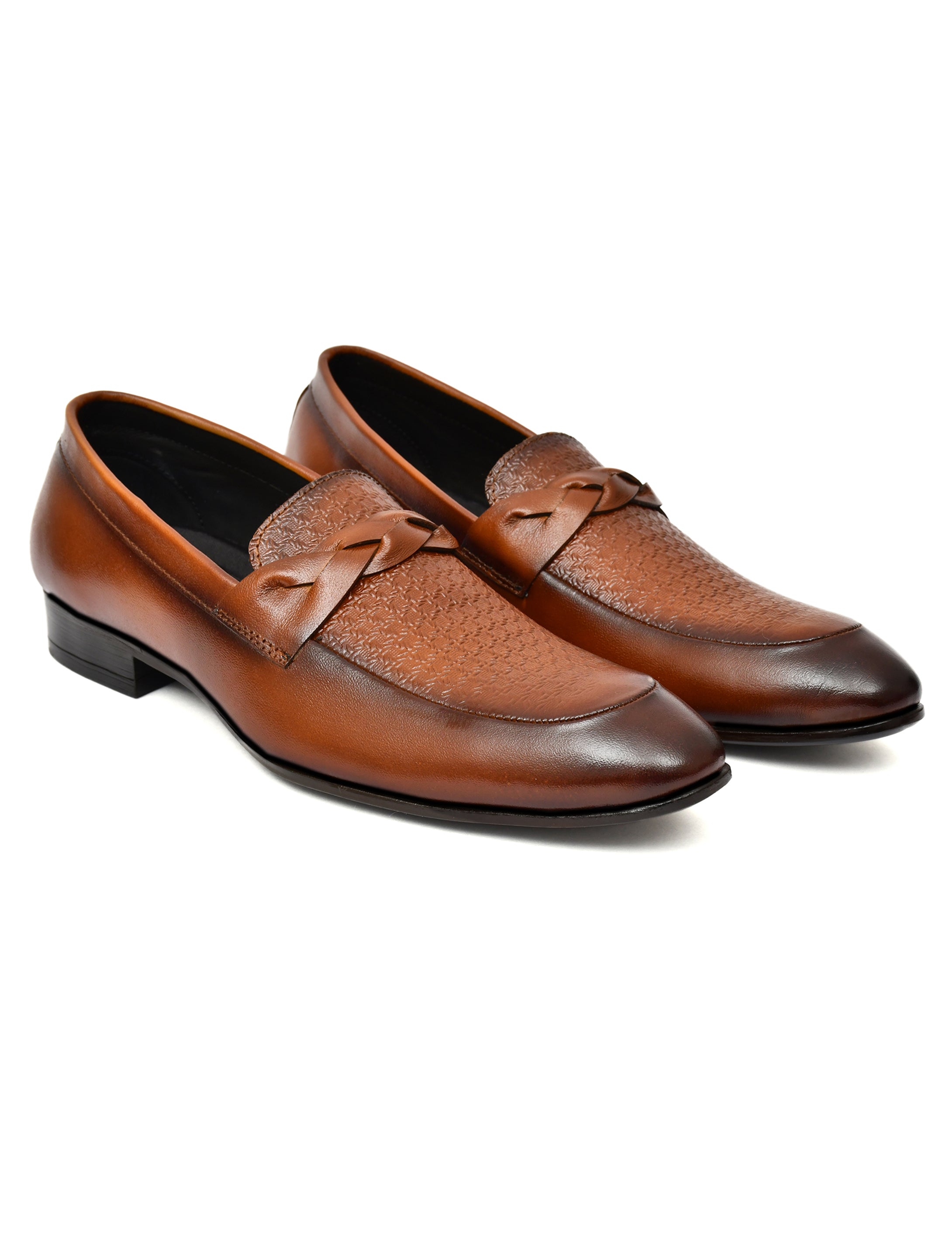 Men's Tan Textured Loafer Formal Shoes