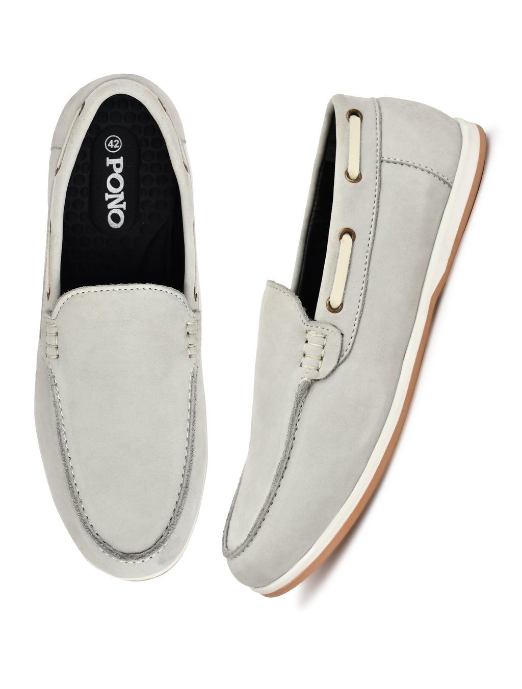 Premium Beige Nubuck Leather Slip-On Loafers for Men | Casual Driving Shoes