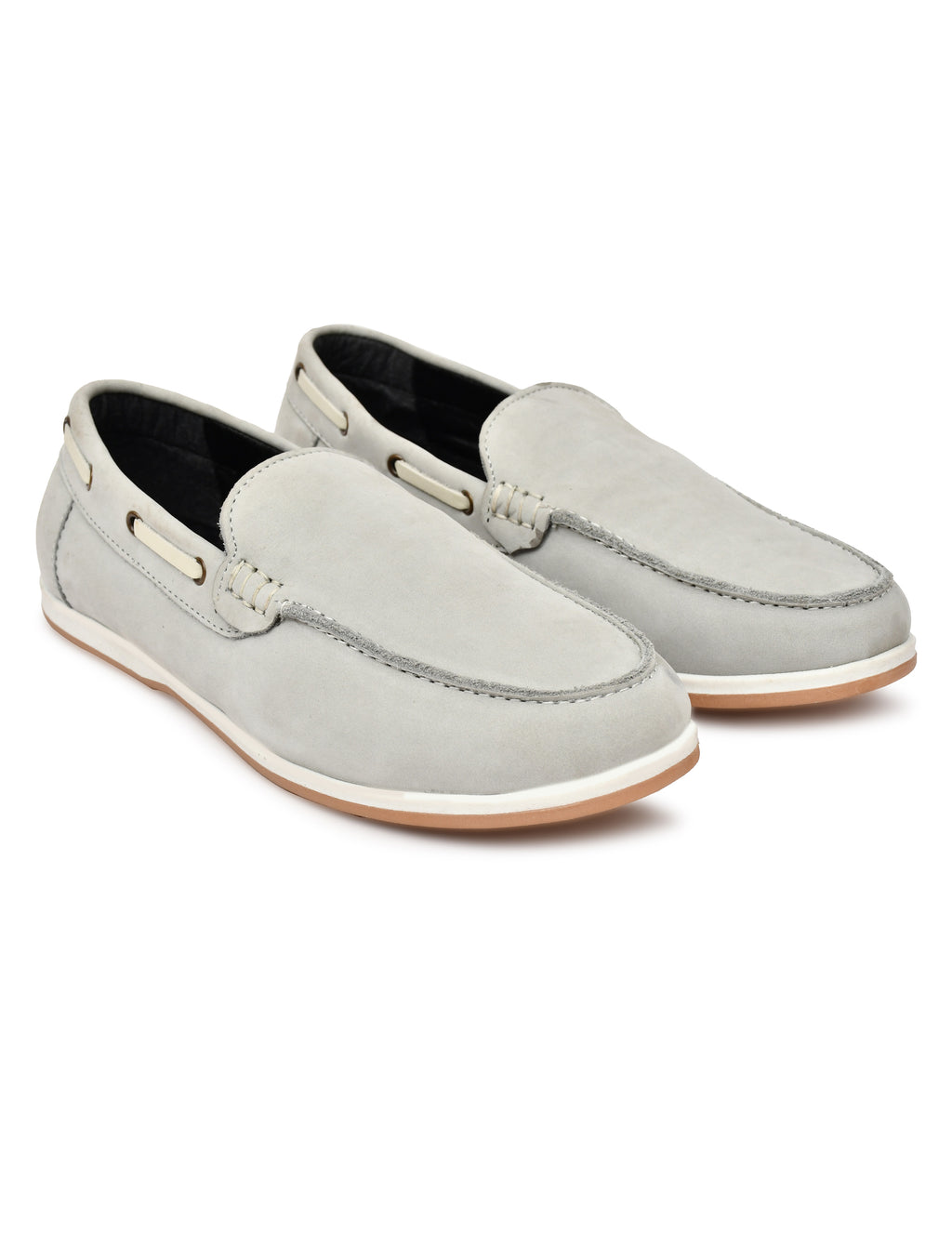 Premium Beige Nubuck Leather Slip-On Loafers for Men | Casual Driving Shoes