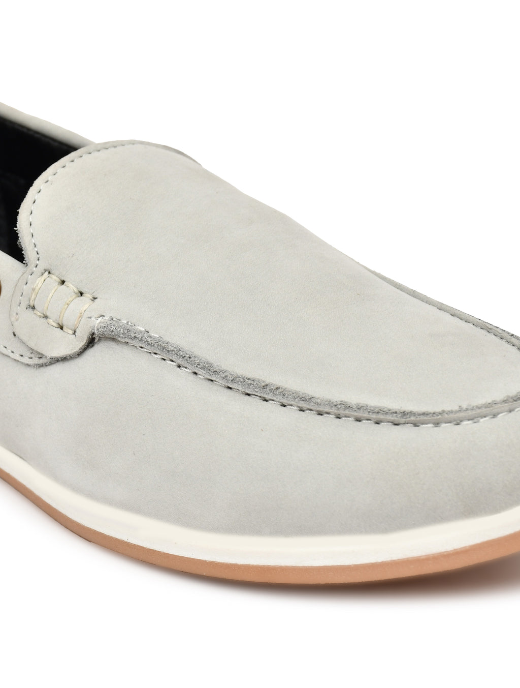 Premium Beige Nubuck Leather Slip-On Loafers for Men | Casual Driving Shoes