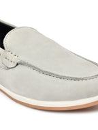 Premium Beige Nubuck Leather Slip-On Loafers for Men | Casual Driving Shoes