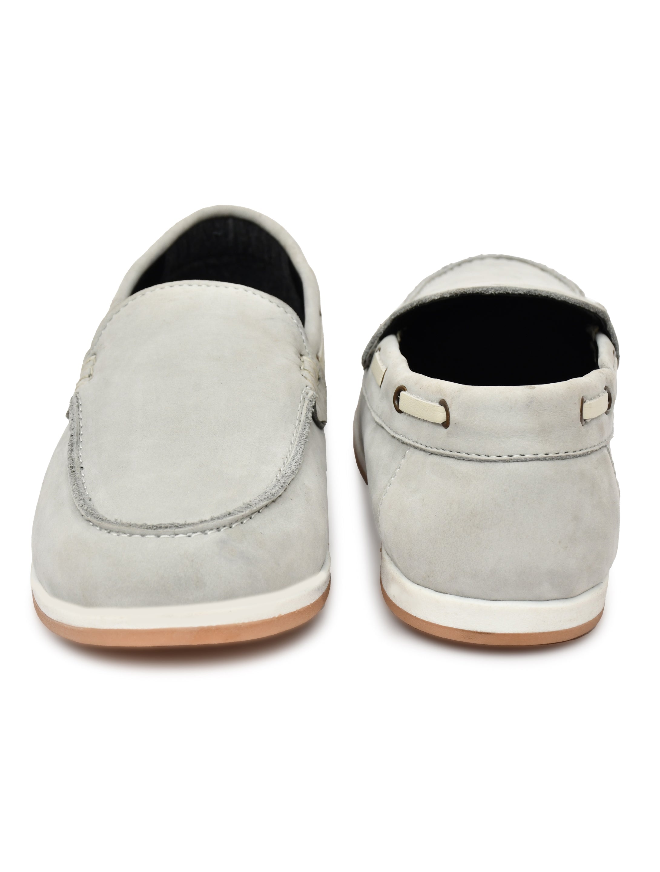 Premium Beige Nubuck Leather Slip-On Loafers for Men | Casual Driving Shoes