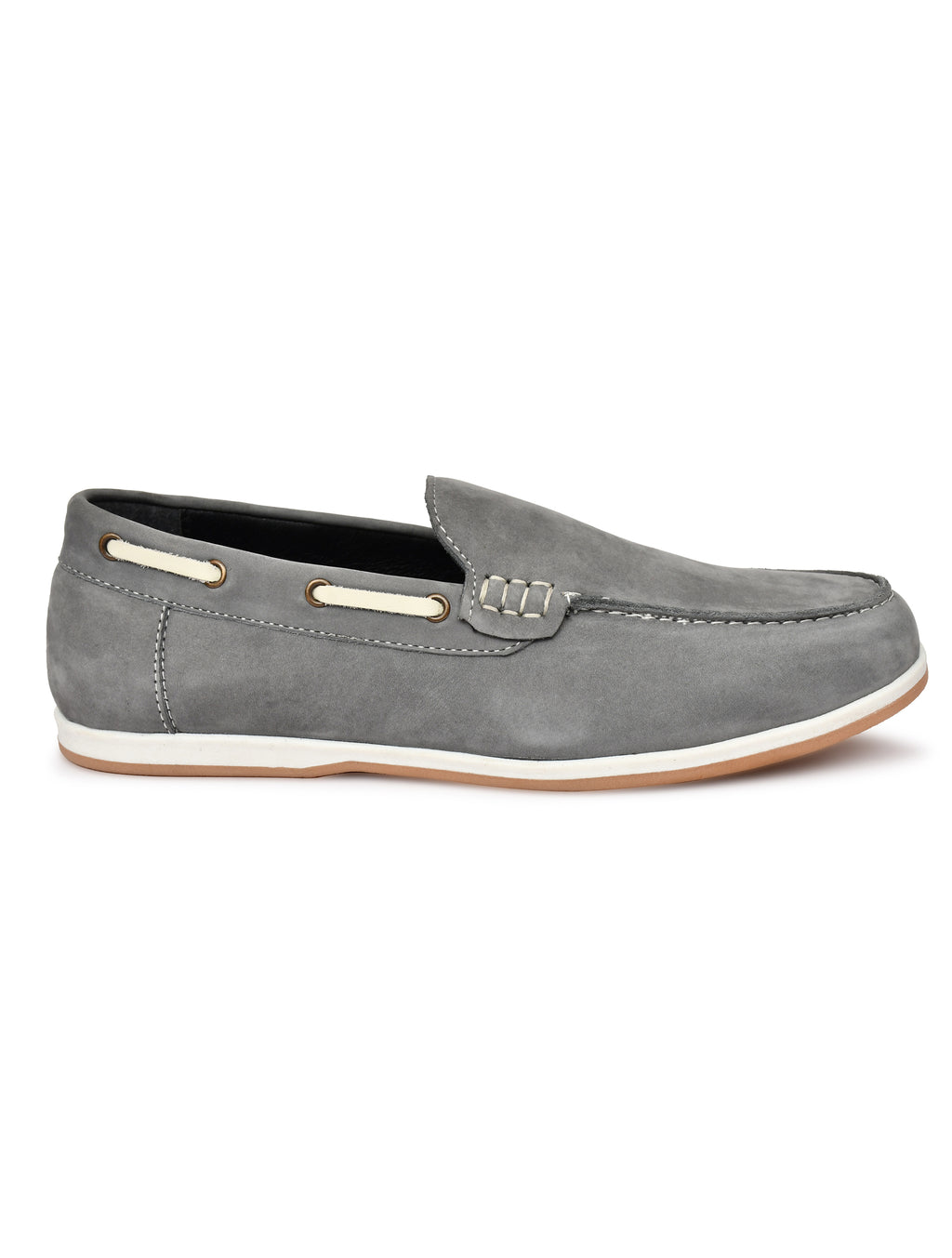 Premium Grey Nubuck Leather Slip-On Loafers for Men | Smart Casual Driving Shoes