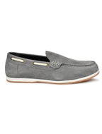 Premium Grey Nubuck Leather Slip-On Loafers for Men | Smart Casual Driving Shoes