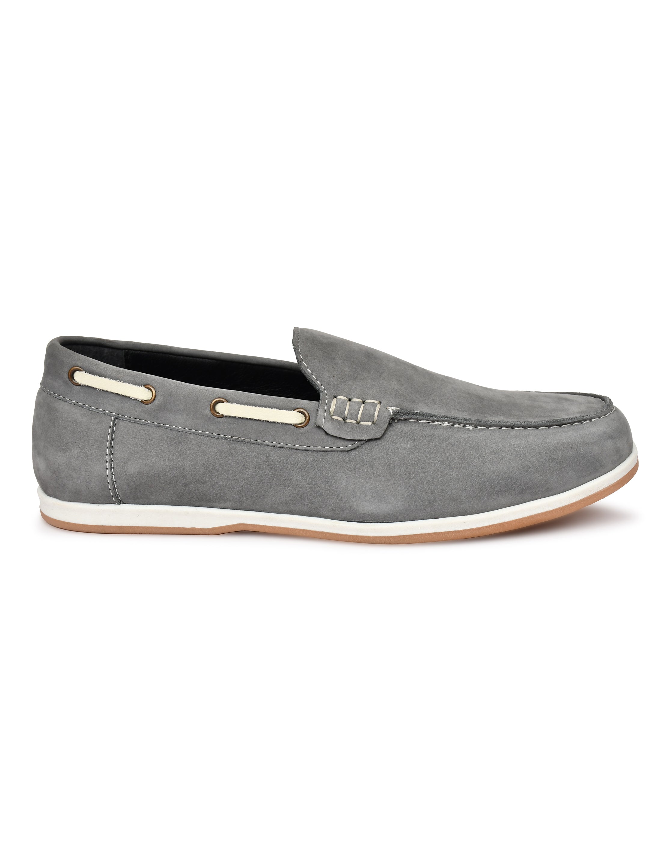 Premium Grey Nubuck Leather Slip-On Loafers for Men | Smart Casual Driving Shoes