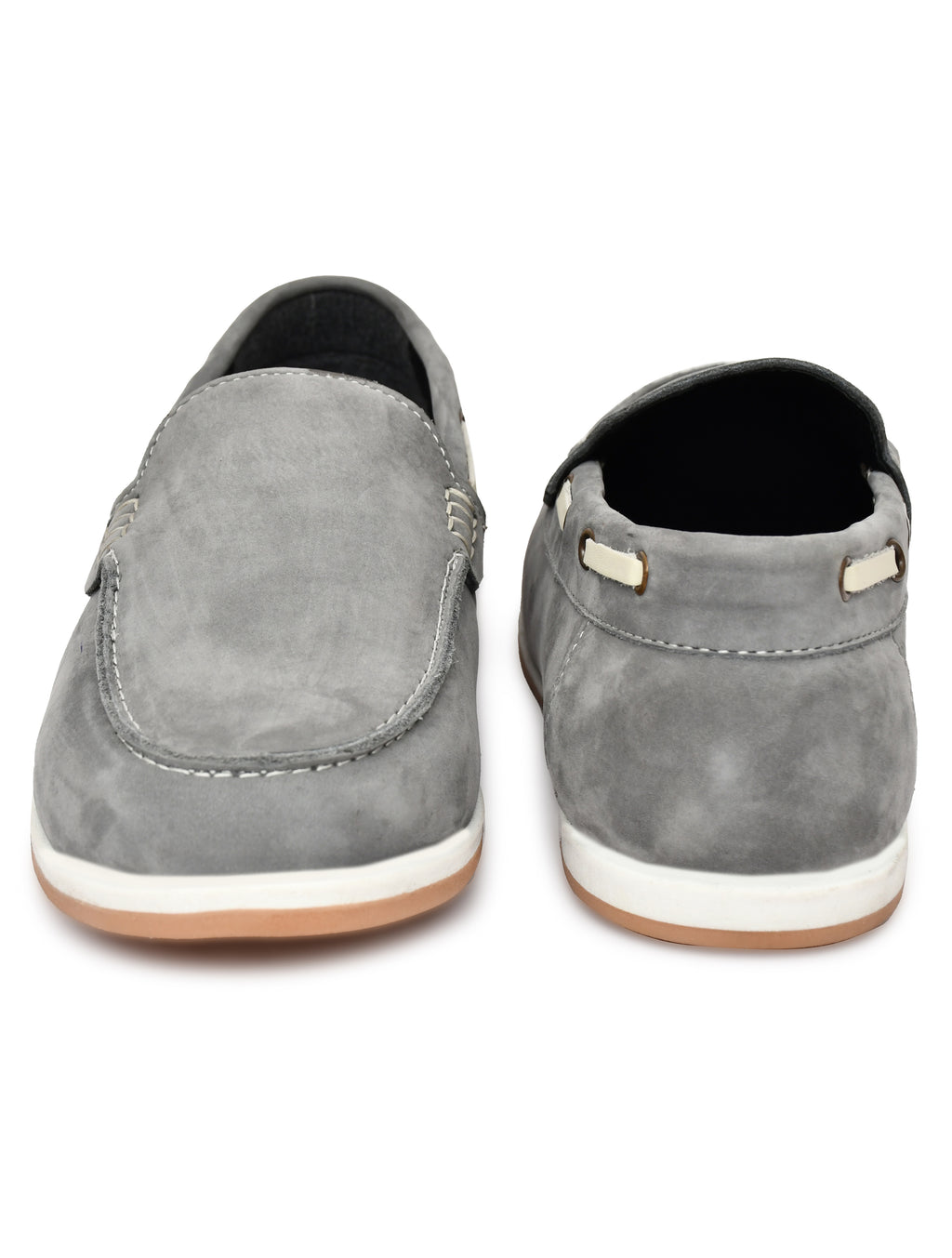 Premium Grey Nubuck Leather Slip-On Loafers for Men | Smart Casual Driving Shoes