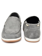 Premium Grey Nubuck Leather Slip-On Loafers for Men | Smart Casual Driving Shoes