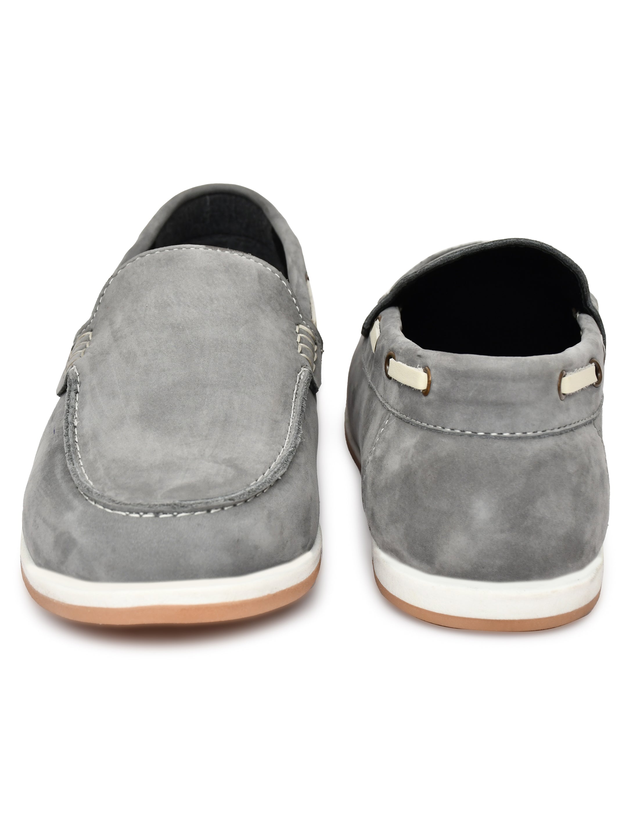 Premium Grey Nubuck Leather Slip-On Loafers for Men | Smart Casual Driving Shoes