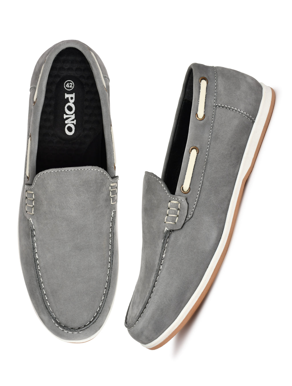 Premium Grey Nubuck Leather Slip-On Loafers for Men | Smart Casual Driving Shoes