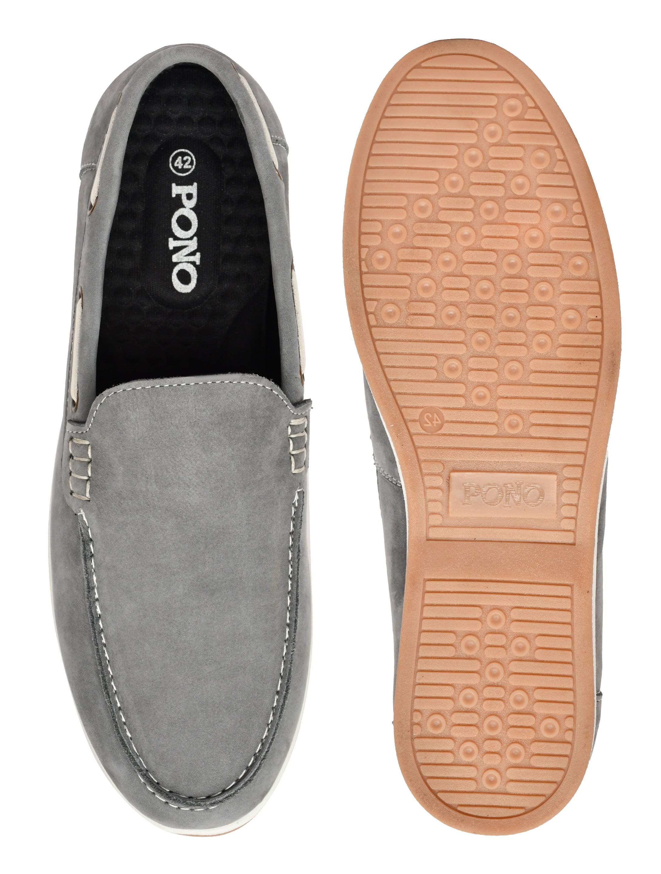 Premium Grey Nubuck Leather Slip-On Loafers for Men | Smart Casual Driving Shoes
