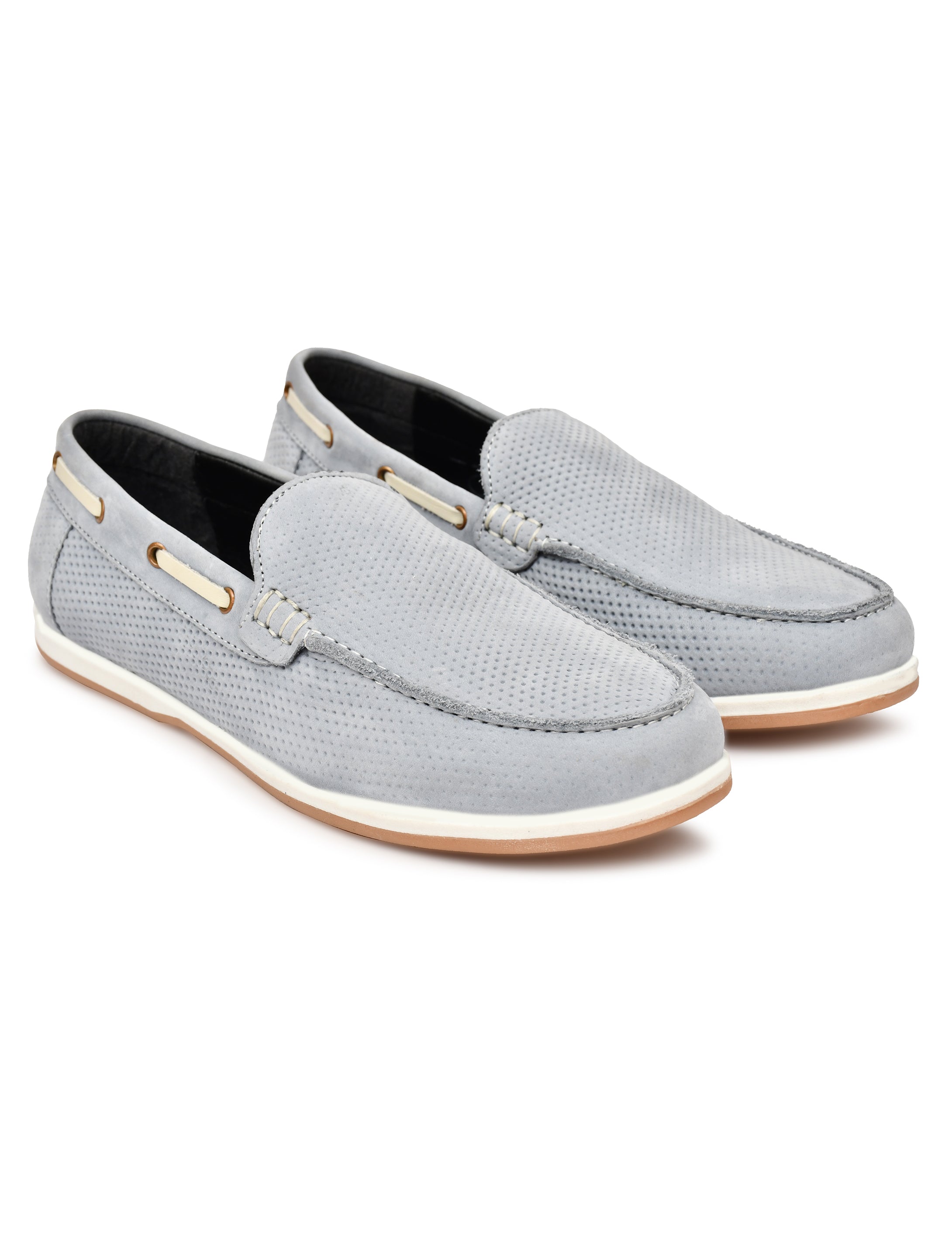 Premium Blue Textured Nubuck Leather Slip-On Loafers for Men | Smart Casual Driving Shoes