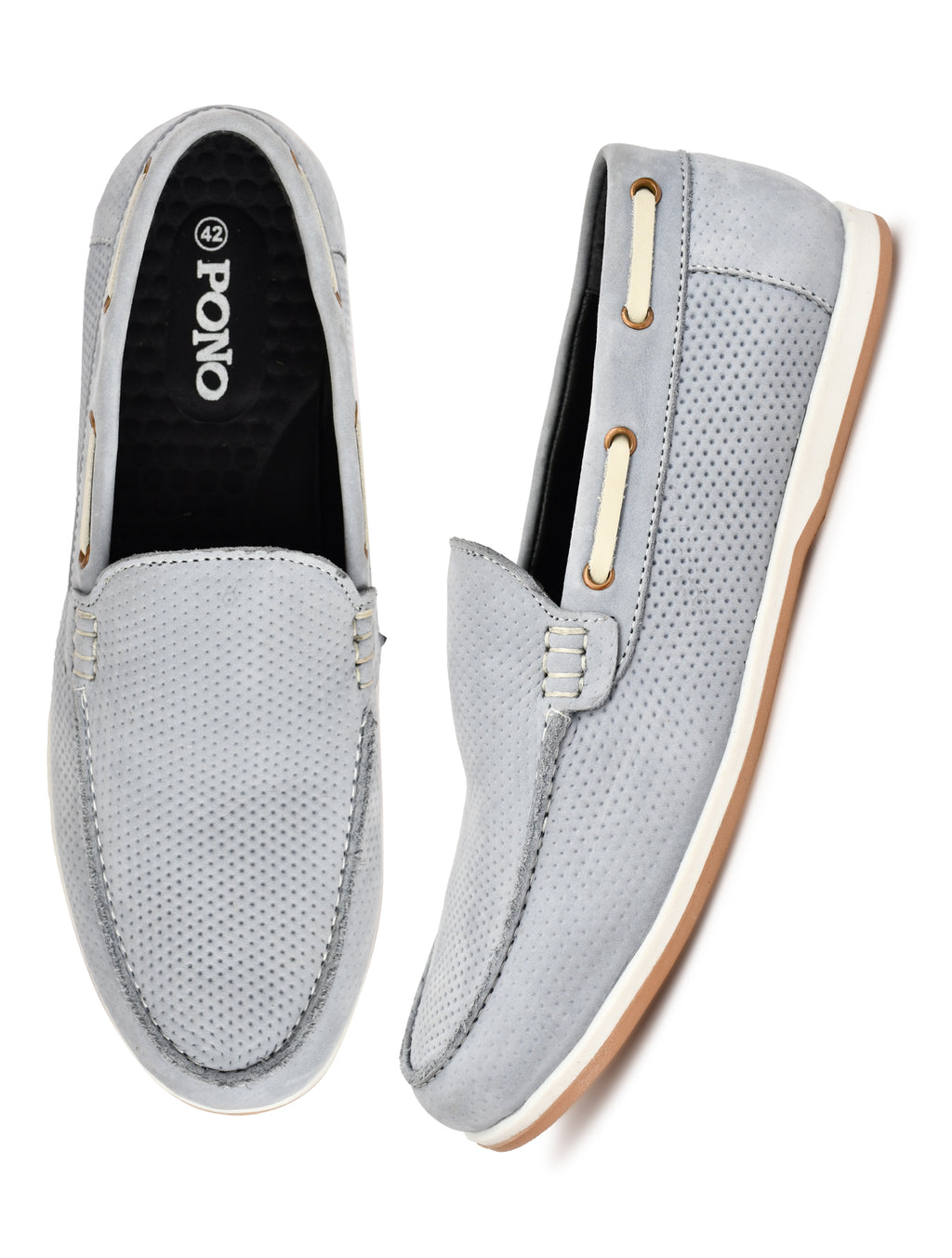 Premium Blue Textured Nubuck Leather Slip-On Loafers for Men | Smart Casual Driving Shoes