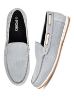 Premium Blue Textured Nubuck Leather Slip-On Loafers for Men | Smart Casual Driving Shoes