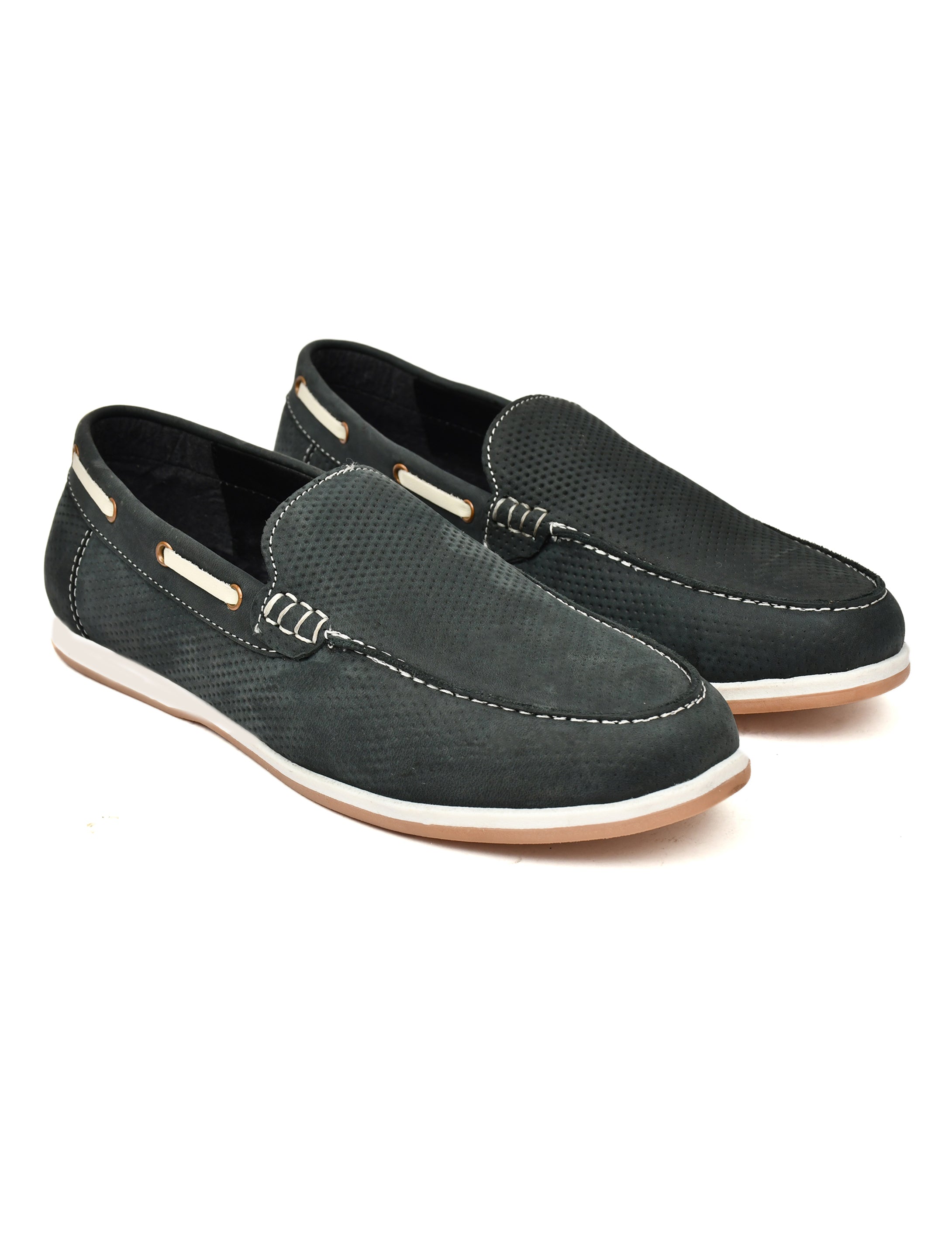 Premium Black Textured Nubuck Leather Slip-On Loafers for Men | Casual Driving Shoes