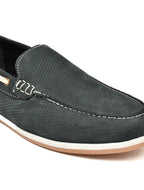 Premium Black Textured Nubuck Leather Slip-On Loafers for Men | Casual Driving Shoes