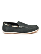 Premium Black Textured Nubuck Leather Slip-On Loafers for Men | Casual Driving Shoes