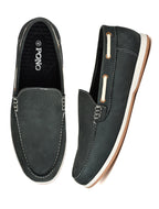 Premium Black Textured Nubuck Leather Slip-On Loafers for Men | Casual Driving Shoes