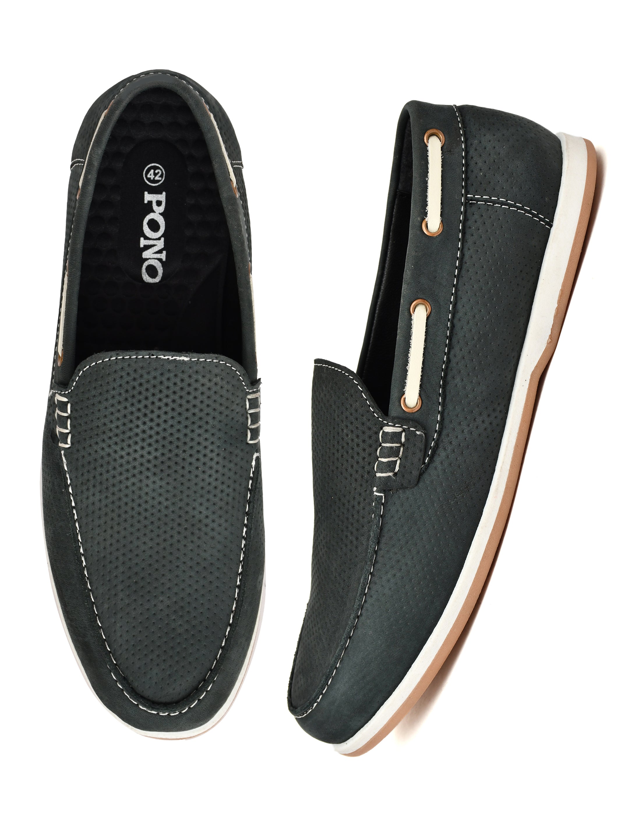 Premium Black Textured Nubuck Leather Slip-On Loafers for Men | Casual Driving Shoes