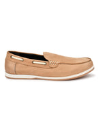 Premium Camel Textured Nubuck Leather Slip-On Loafers for Men | Casual Comfort Shoes