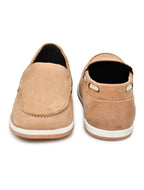 Premium Camel Textured Nubuck Leather Slip-On Loafers for Men | Casual Comfort Shoes
