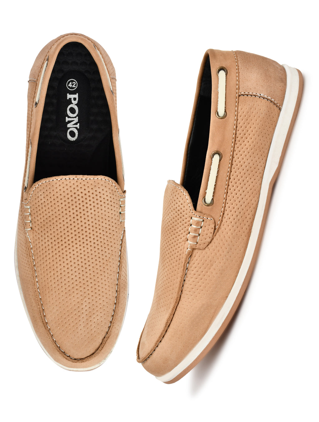 Premium Camel Textured Nubuck Leather Slip-On Loafers for Men | Casual Comfort Shoes