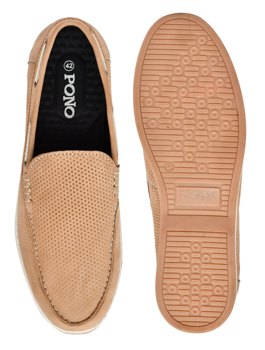 Premium Camel Textured Nubuck Leather Slip-On Loafers for Men | Casual Comfort Shoes