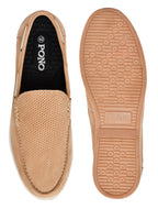 Premium Camel Textured Nubuck Leather Slip-On Loafers for Men | Casual Comfort Shoes