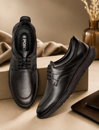 PONO Zero Gravity Men's Black Leather Comfort Derby Shoes – Ultra-Lightweight Everyday Formal Shoes