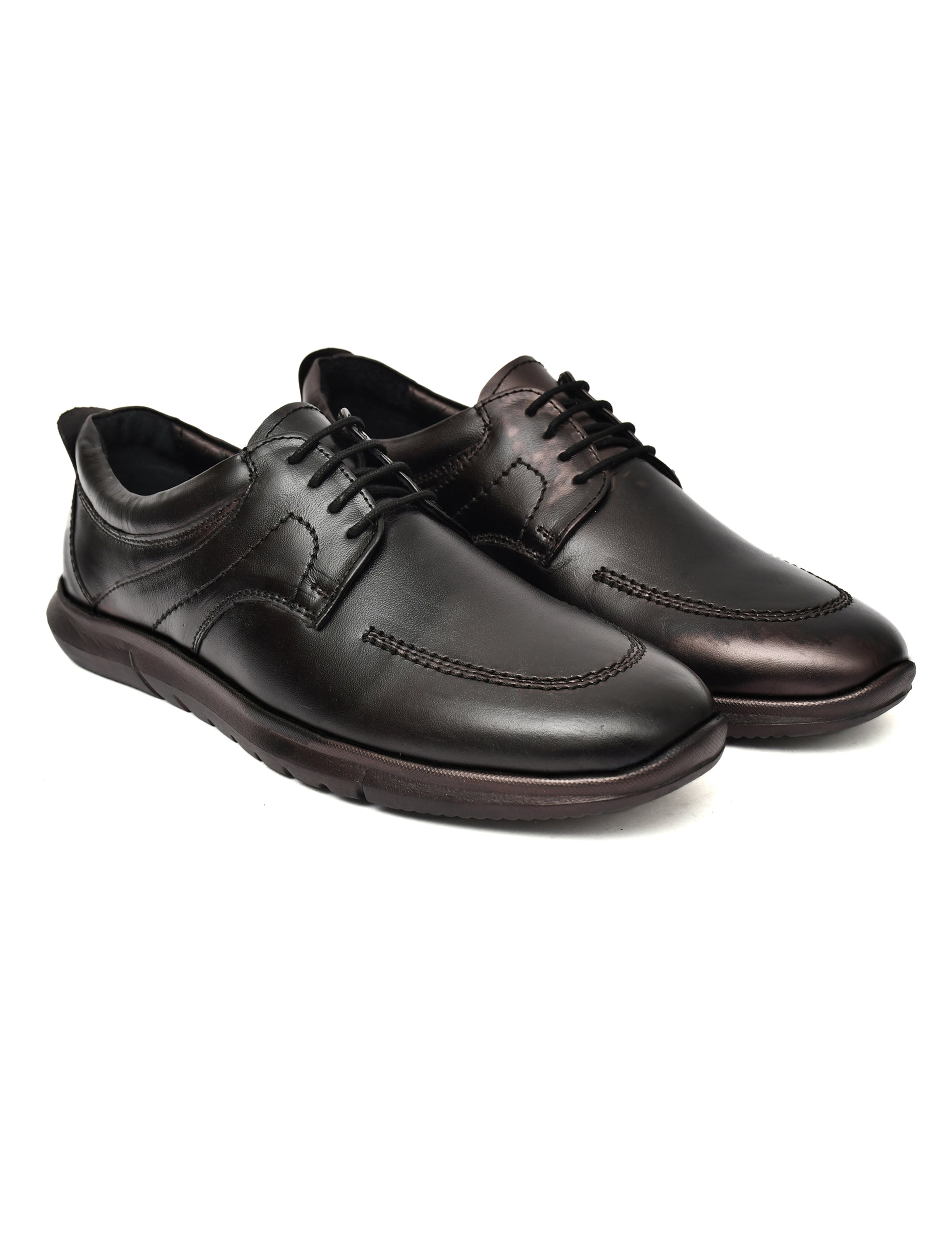 PONO Zero Gravity Men's Black Leather Comfort Derby Shoes – Ultra-Lightweight Everyday Formal Shoes