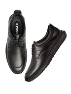 PONO Zero Gravity Men's Black Leather Comfort Derby Shoes – Ultra-Lightweight Everyday Formal Shoes