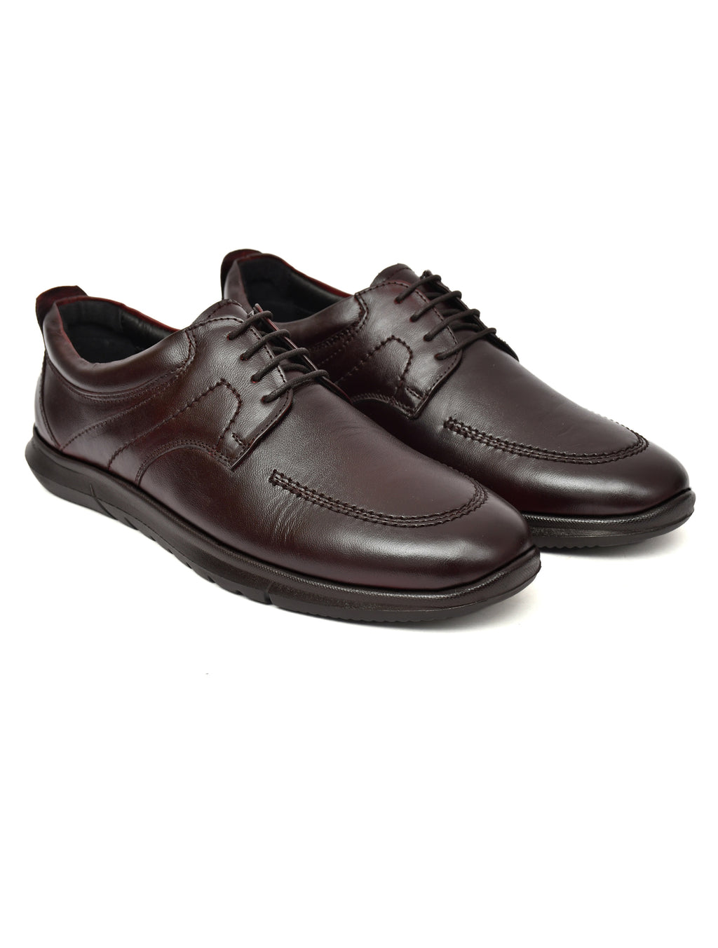 PONO Zero Gravity Men's Brown Leather Comfort Derby Shoes – Ultra-Lightweight Everyday Formal Shoes