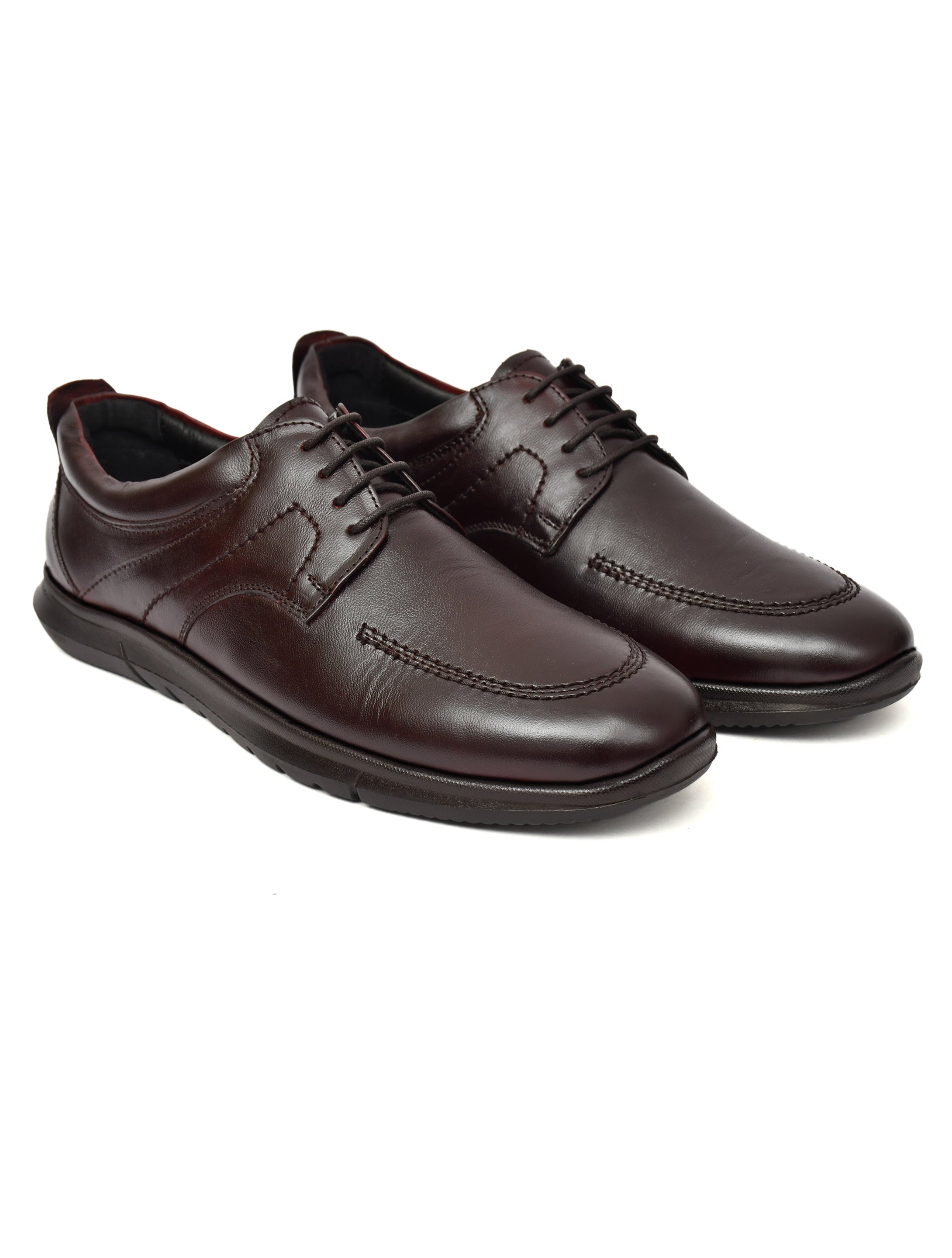 PONO Zero Gravity Men's Brown Leather Comfort Derby Shoes – Ultra-Lightweight Everyday Formal Shoes