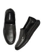 PONO Zero Gravity Men's Black Leather Slip-On Shoes – Ultra-Lightweight Comfort Walking Shoes