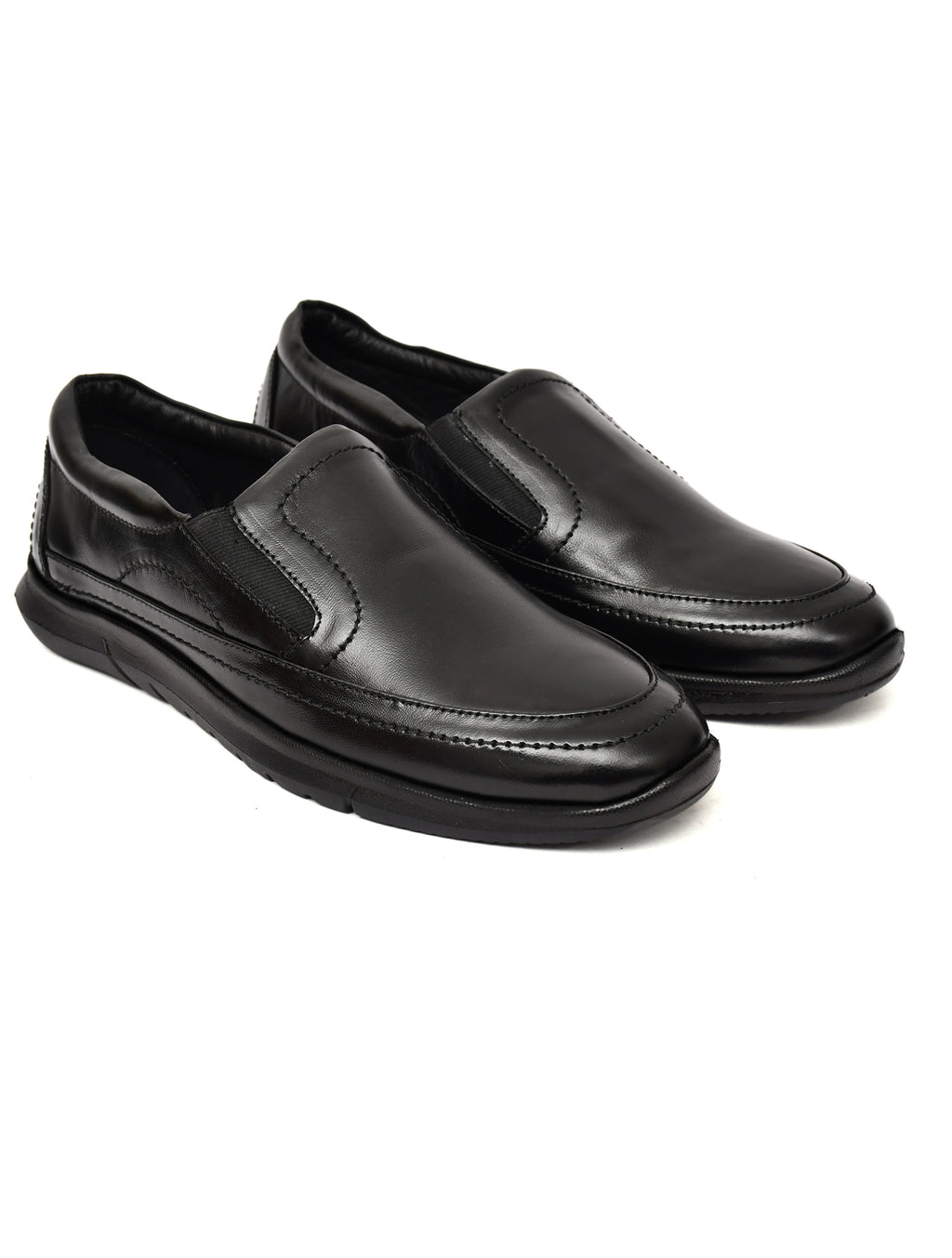PONO Zero Gravity Men's Black Leather Slip-On Shoes – Ultra-Lightweight Comfort Walking Shoes