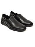 PONO Zero Gravity Men's Black Leather Slip-On Shoes – Ultra-Lightweight Comfort Walking Shoes