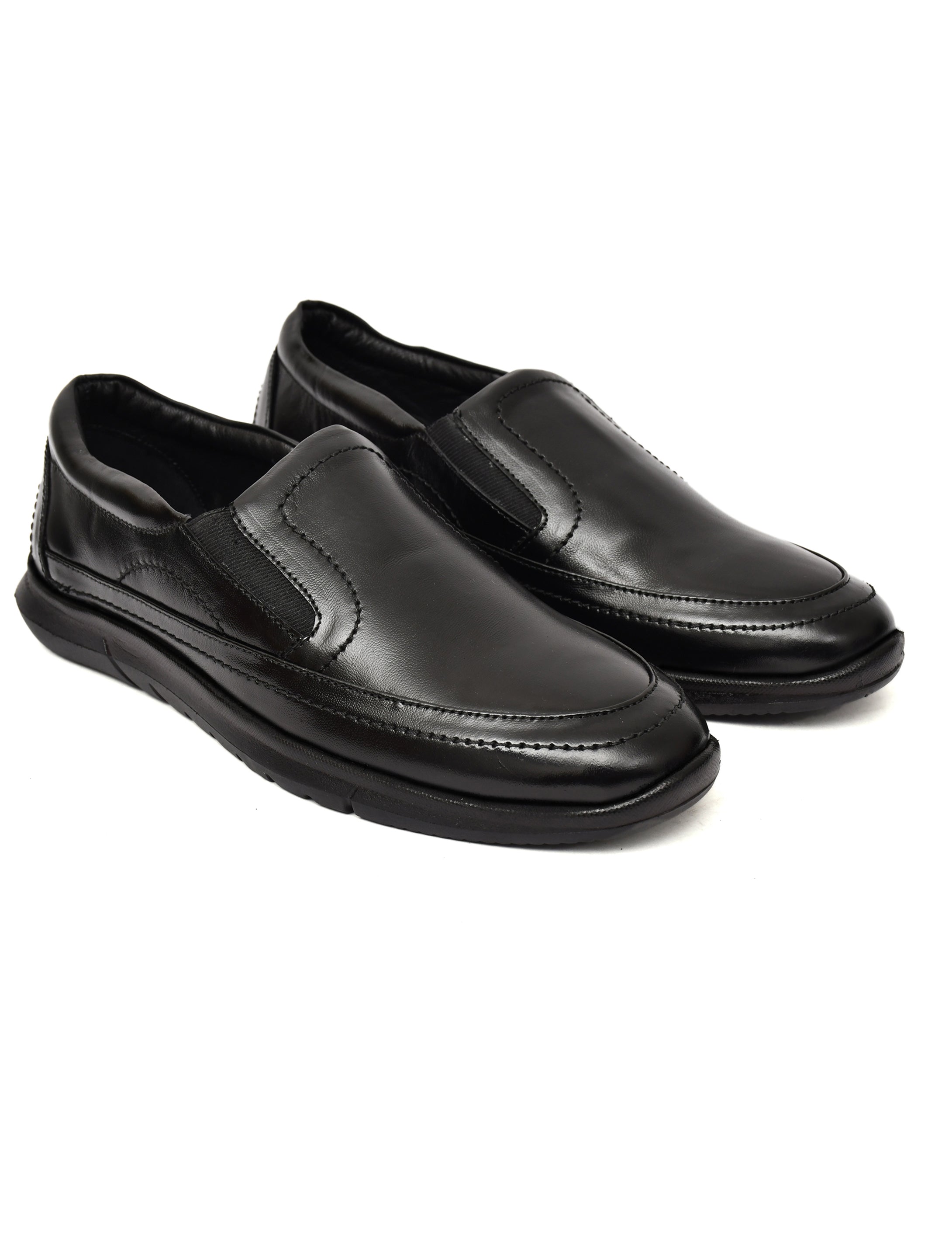 PONO Zero Gravity Men's Black Leather Slip-On Shoes – Ultra-Lightweight Comfort Walking Shoes