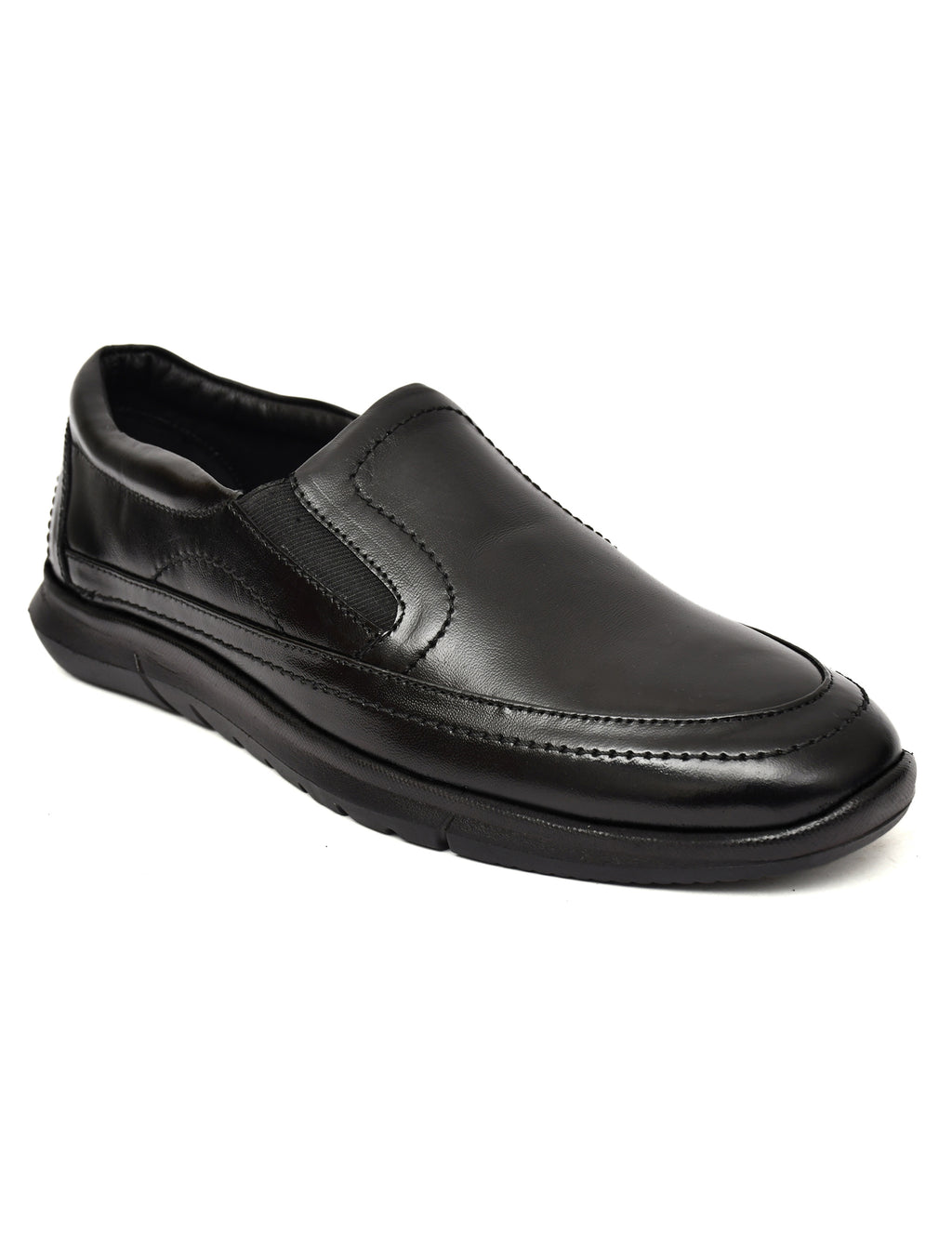PONO Zero Gravity Men's Black Leather Slip-On Shoes – Ultra-Lightweight Comfort Walking Shoes