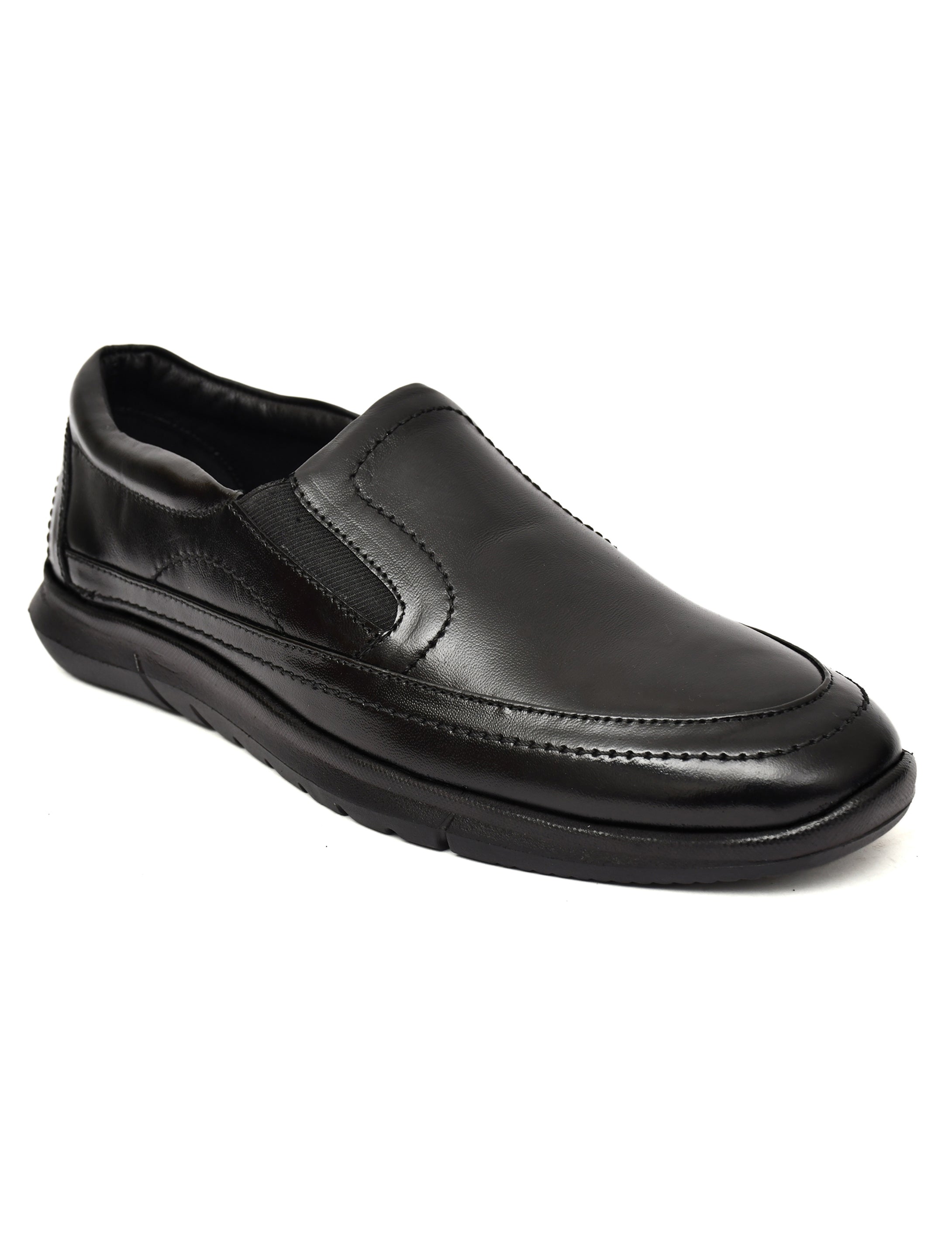 PONO Zero Gravity Men's Black Leather Slip-On Shoes – Ultra-Lightweight Comfort Walking Shoes