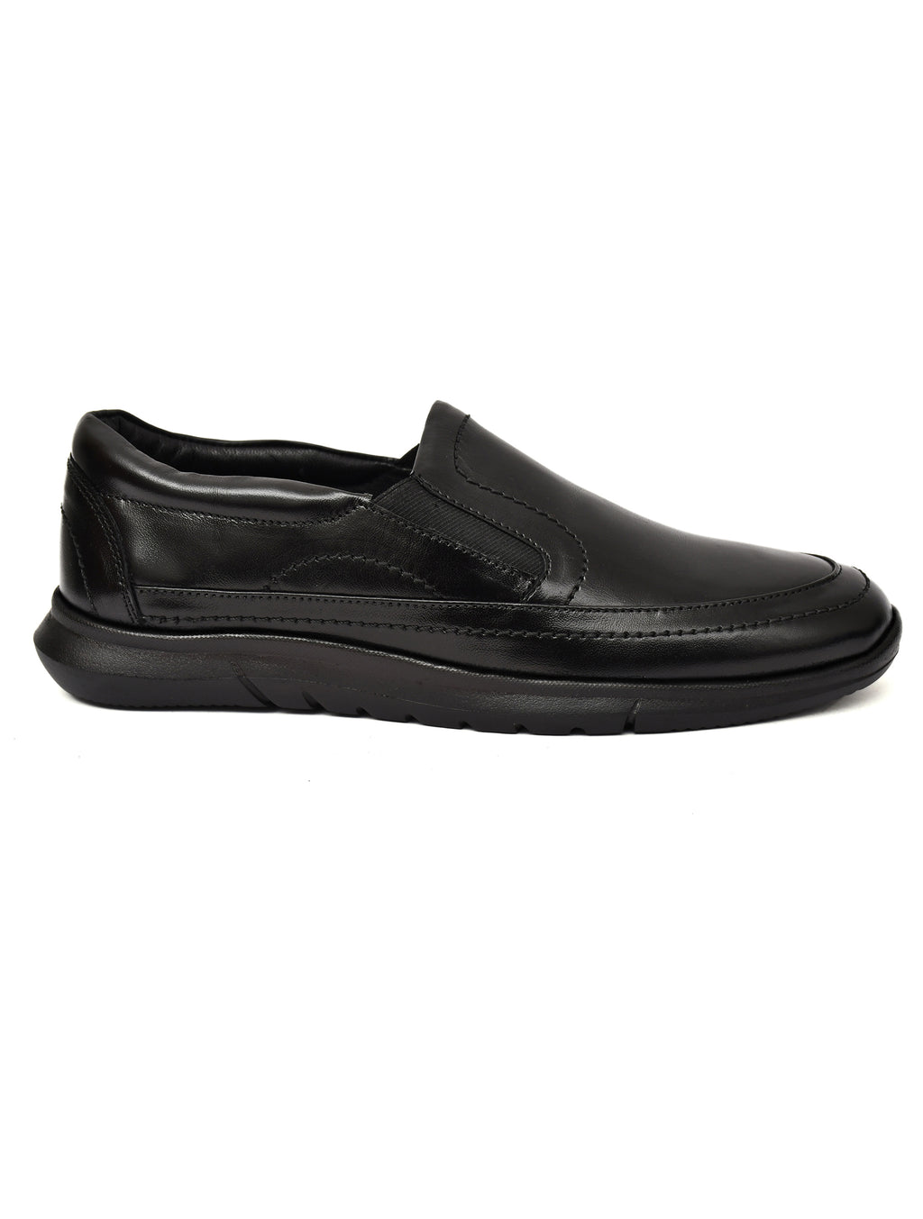 PONO Zero Gravity Men's Black Leather Slip-On Shoes – Ultra-Lightweight Comfort Walking Shoes