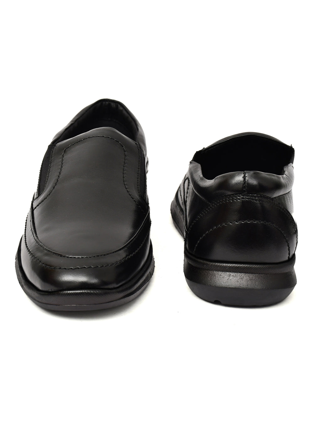 PONO Zero Gravity Men's Black Leather Slip-On Shoes – Ultra-Lightweight Comfort Walking Shoes