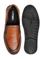 PONO Zero Gravity Men's Tan Leather Slip-On Shoes – Ultra-Lightweight Comfort Walking Shoes