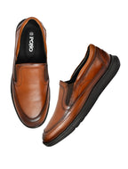 PONO Zero Gravity Men's Tan Leather Slip-On Shoes – Ultra-Lightweight Comfort Walking Shoes