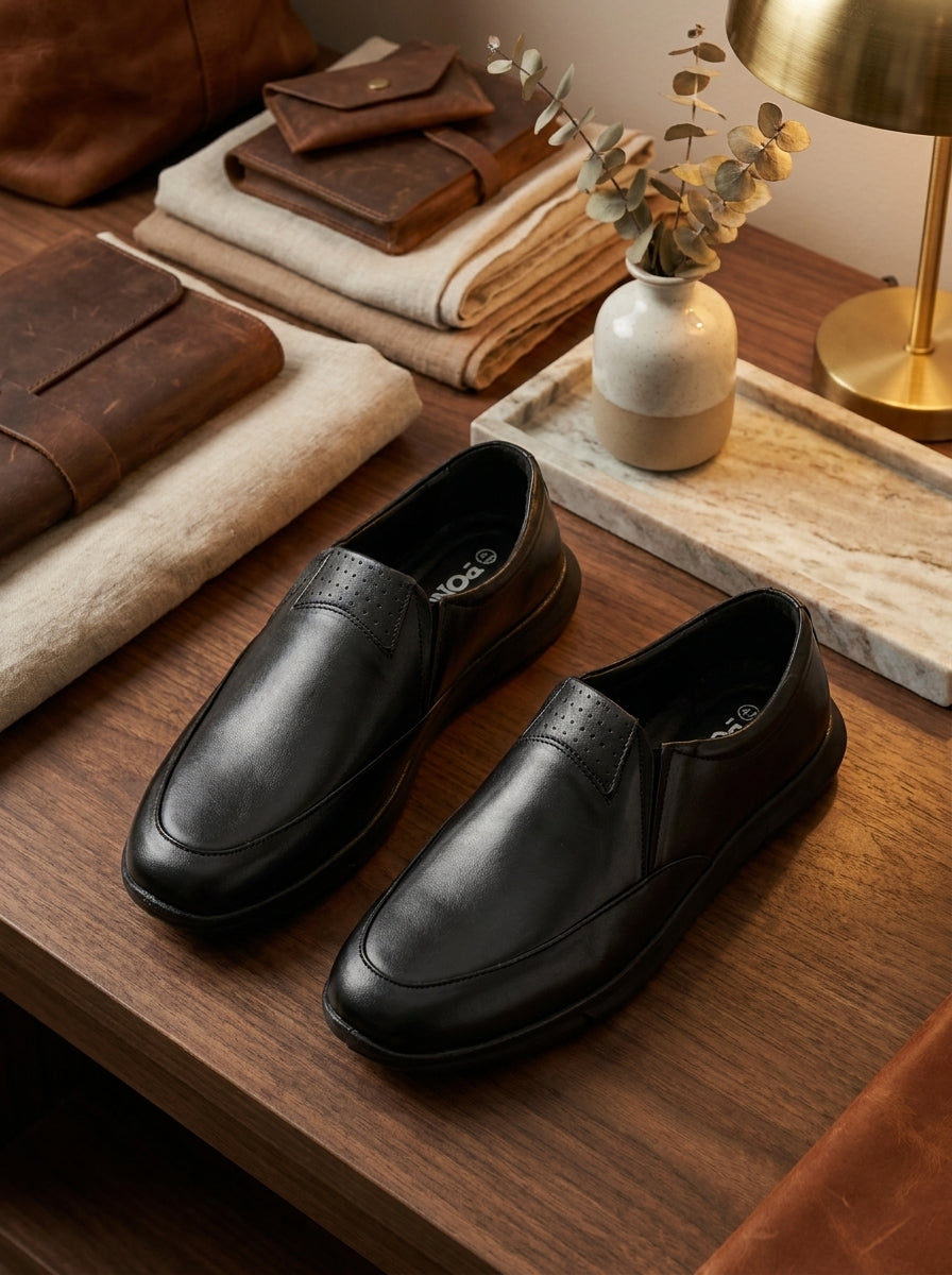Zero Gravity Glide Slip-On Formal Shoes – Lightweight Comfort in Timeless Black